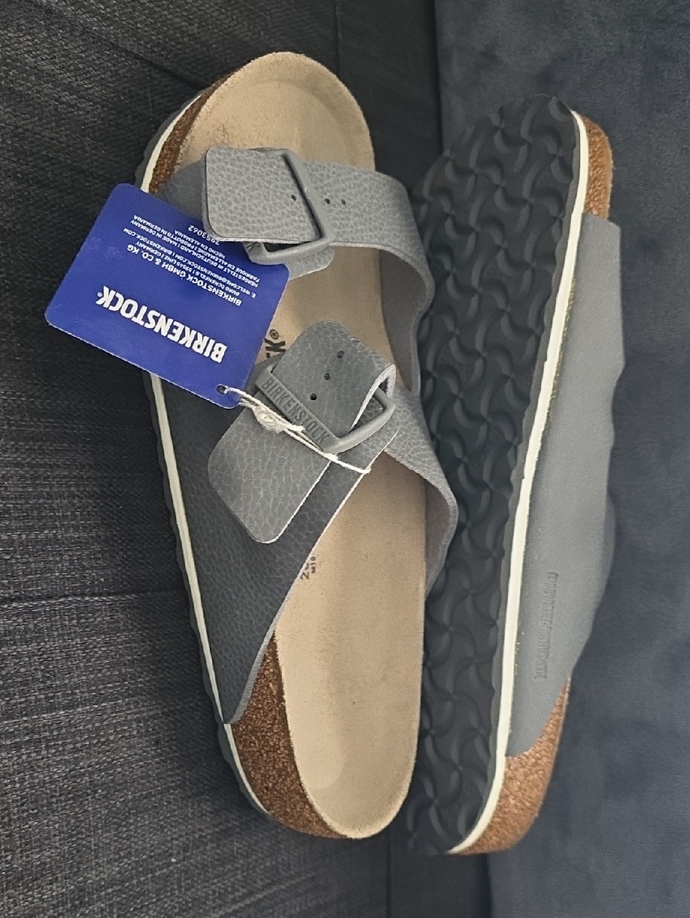Birkenstock Men’s Grey Two-Strap Arizona Sandals